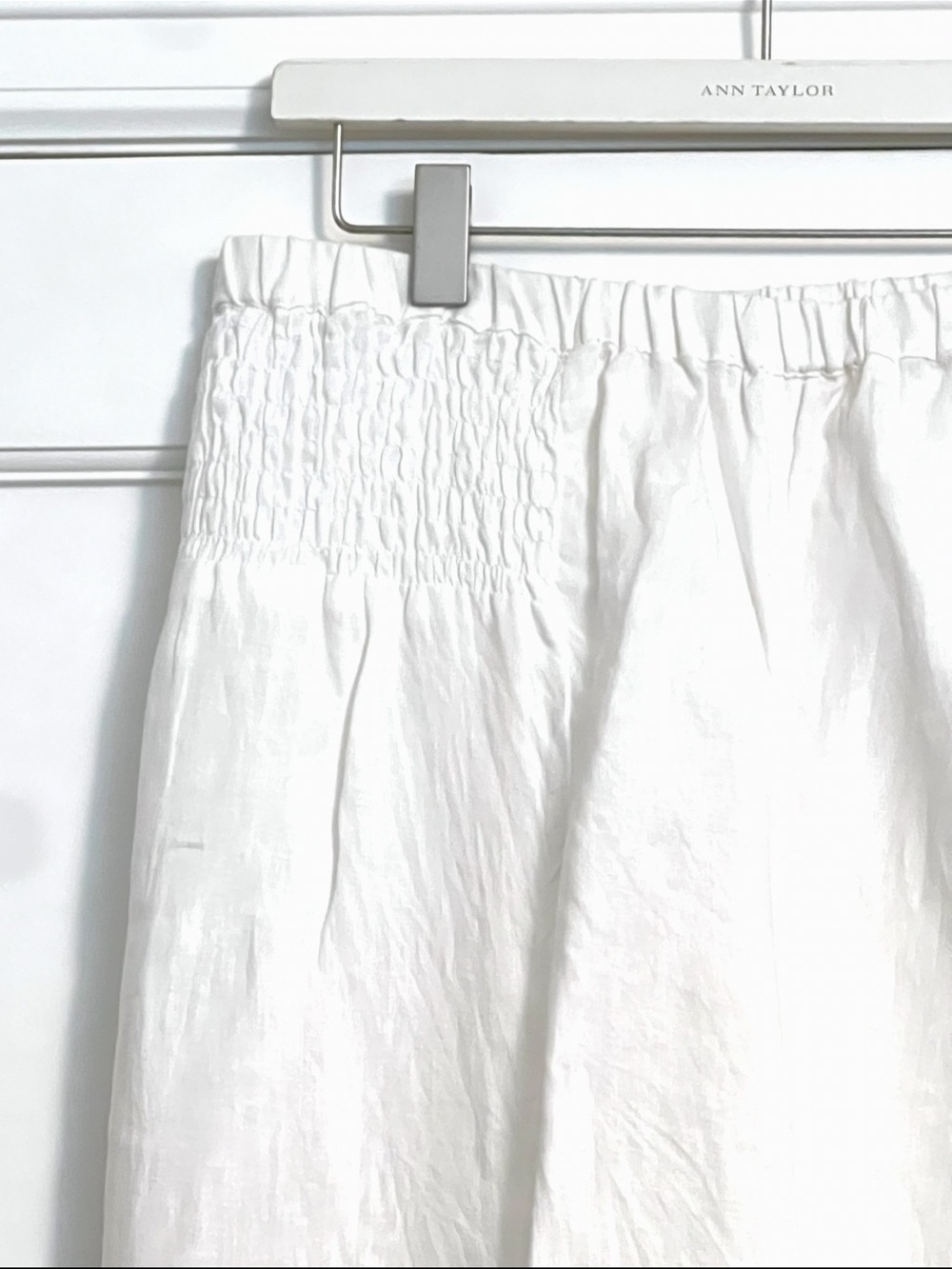 Sigrid Olsen White Wide-Leg Smocked-Waist Pants - Picture 9 of 12